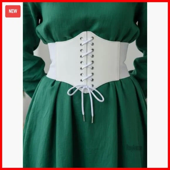 Stretchy Leather Corset Belt Elastic Waist Cincher Waspie Costume Accessory - Picture 6 of 7